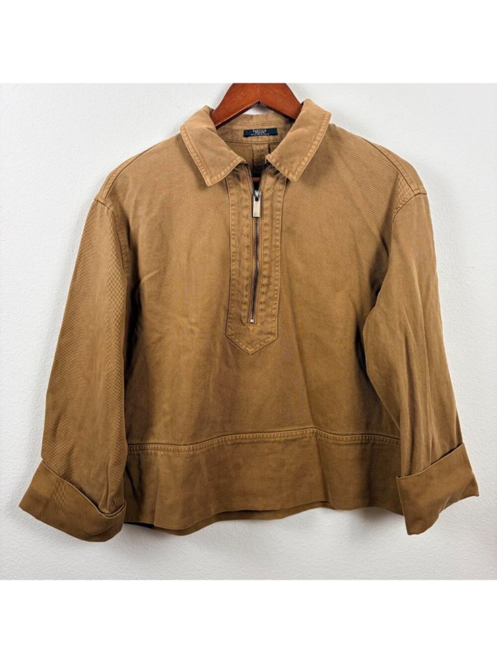 Parfois brown half zip shirt jacket Size small